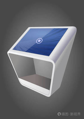 白色促銷交互式信息亭終端站式觸摸屏顯示。模擬模板